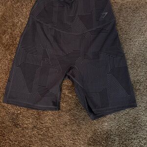 Gym Shark Geometric Patterned Black Biker Shorts